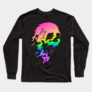 Melting Skull Rainbow Holo Trippy Long Sleeve T-Shirt